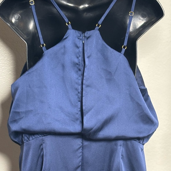 Lulu's Navy Satin Ruffle Mini Dress - Picture 13 of 15